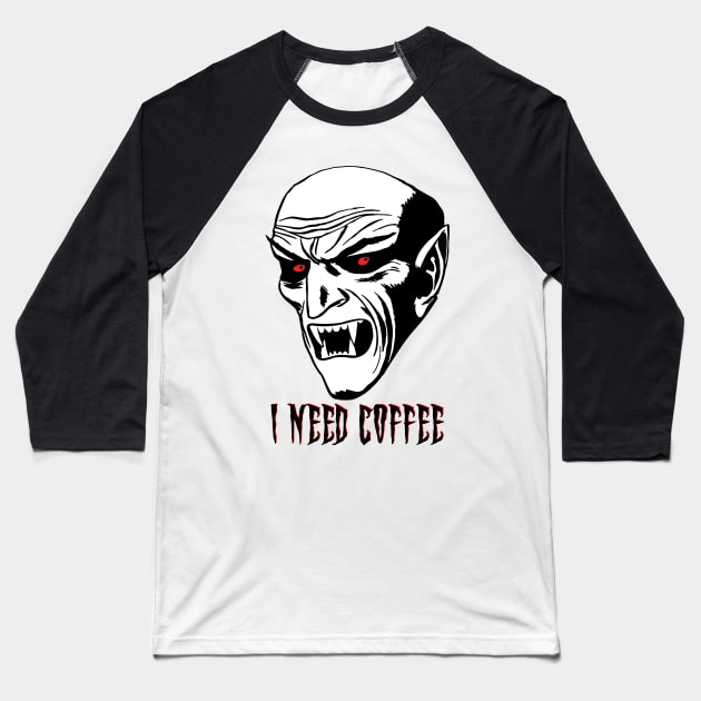 I Need Coffee Beast Baseball T-Shirt by KarwilbeDesigns